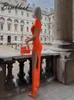 Bomblook 2022 Orange Crew Neck Short Sleeves Asymmetric Body Hip Casual Long Dress Everyday Dress Q22DS177 Y220401