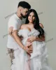 White Prom Dresses for Pregnant Women Elegant Maternity Dress Ruffled Front Split Tiered Baby Shower Gowns