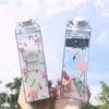 500ml 1000ml Milk Carton Water Bottle Transparent Square High Capacity Cup Plastic Coffee Drink Mug Originality