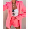 Costumes pour femmes Blazers femmes costume 2022 ensembles printemps à manches longues solide Cardigan Blazer Shorts 2 pièces ensemble survêtement tenues