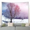 Tapisserie murale imprimée paysage d'hiver, élans, lune, lumière du soleil, forêt