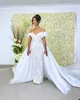 Aplikacja syrena wykwintna suknie ślubne Off ramion Odłączany pociąg ślubny d Floralgowns na zamówienie formalne sukienki