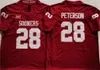 NCAA College Football Jerseys 44 Brian Bosworth 28 Adrian Peterson 32 Samaje Perine Hoogwaardige Gestikte Jersey Rood Wit Zwart