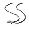 Moon Shape Hematite Pendant Necklace For Men Women Natural Stone Pendant Magnetic Necklace Beads Jewelry