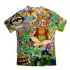 Herr Hawaiian skjortor 3D skalle ogräs Tryck Gröna blad Hip Hop Woman Shirt Summer Overized Short Sleeve Button Shirts 6xl 220622