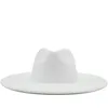 Szerokie brzeg kapelusze w stylu brytyjska wełna solidna klasyczna klasyczna czapka fedoras men kobiety Panama Jazz Hat 9.5cm Big White Scot22