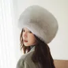 Berets pudi vrouwen bont bommenwerper hoed cap vrouwelijke winter warme sneeuw hoeden hf295berets baretsberets