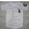 XFLSP Glamitness Men Women Youth Tyga Last King Clothing Hip Hop Jersey Vertical Striped Baseball Shirt Short Sleeve LK Collarless Shirts Streetwear