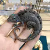 Pins Brooches Muylinda Enamel Animal Lizard With Gems Gold Metal Chameleon Brooch Coat Pin Fashion Jewelry Accessories Ornaments Kirk22