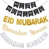 Eid Mubarak Decoration Gold Silver Balloons Party Eid Banner Bunting Islamic Muslim Hajj Festival Diy Ramadan Decor 2022