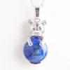 Söt djur The Rabbit Natural Stone Necklace Pendant Opal Tigers Eye For Girl Beads Reiki God kvalitetsmycken Be906