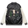 Jackets masculinos High Street Varsity Leather Men Baseball Bordery Flocking Patchwork