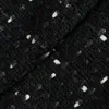 Xikom femmes Vintage Tweed noir Plaid évider robe femme décontracté perle décoration mince col carré Mini robes 220406