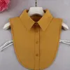 Yay bağları kadınlar sahte yaka çıkarılabilir yaka yarım gömlek şifon altında kazak kızının moda giyim aksesuarları düz renk Smal22