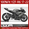 Cuerpo de inyección OEM para YAMAHA YZF-R6 YZF R6 R 6 600 CC YZF-600 2017 2018 2019 20 21 22 119No.232 Carrocería YZF600 2017-2022 YZFR6 17 18 19 2020 2021 2022 Carenado Negro Gris