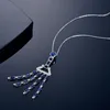 Colares pendentes de estilo coreano Tassels Design colar embutido exclusivo de zircônia cúbica para mulheres noivado de casamento Jóia de joalheria pico de jóia