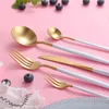 Bruiloft Lepel Vork Mes Zilver Goud 18/8 RVS Bestek Servies Bestek Handvat Wit