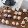 Clip-on & Screw Back Korean Design Elegant Simulated Pearl Big Round Clip On Earrings Non Pierced Baroque Ear Clips For Women Jewelry Wholes