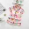 Girls Satin Silk Pajamas Set Kids Boy Cartoon Sleepwear Outfits Summer Toddler Short Sleeve+shorts Boy Leisure Wear Home Clothes 220426