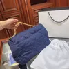 Femmes Lady Designer de luxe chaîne Denim toile sac à provisions poignée rabat fourre-tout décontracté postier épaule bandoulière messager 220331