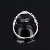Wedding Rings Oval Blue Sandstone Silver Gemstone For Women Engagement Jewelry Drop