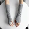 Five Fingers Gloves YSDNCHI Winter Female Hand Arm Crochet Knit Long Stretchy Fingerless Warm Women Fashion Unisex Autumn