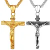 Naszyjniki wiszące luksus urok religijne Jezus cross Naszyjnik dla mężczyzn moda złota kolor hip -hop Cool wiszące z biżuterią łańcuchową prezentspendan