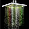 Waterval LED Douchekop Temperatuursensor 7 kleuren Licht Verander vierkant plafond regenval douchekop badkamer accessoires drop levering 202