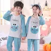 Flannel Kids Pajamas Autumn Winter Girl Boy Sleepwear Set Baby Clothes Animal Cartoon Coral Fleece Childrens Pyjamas 220721