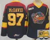 Vintage NCAA Erie Otters College 97 Connor McDavid Jerseys Hockey Stitched Navy Blue Yellow Shirts M-XXXL