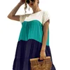 2022 Summer Womens Casual Dress Skirt Short Sleeve Ruffle Contrast Color Stitching Shirt Dresses Designer Clothing