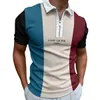 Verano Raya Empalme Diseño de impresión Zip Up Golf Polos Camiseta para hombre Slim Fit Cremallera Solapa Poliéster Algodón Polos Camisetas PLS1