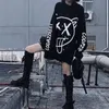 Mode coréenne surdimensionné à manches longues t-shirt Hip Hop Punk Streetwear filles t-shirts automne noir ample t-shirt femmes 220408