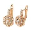 Stud Kinel 585 Rose Gold Dangle oorbellen Mode Glanzende Vintage Flower For Women Crystal Gift Daily Fine JewelryStud Kirs22