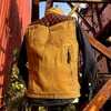 Men's Vests Super Quality Vintage Heavy 22 Oz Canvas Waterroof Cow Leather Patch Casual Vest Kare22