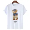 Mulheres Black Teddy Bear Letter Impresso T-shirts Tops para Summer Girls S-4xl Manga curta Camisetas soltas T Tees CF739