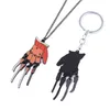 Keychains Horror Movie Ghost Street Freddie Kruger Gloves Keychain Halloween Necklace Gift Enek22