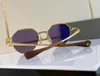 Vers One Gold-Tone Titanium Lunettes de soleil rondes géométriques Verres verts Hommes Sport/Conduite Lunettes