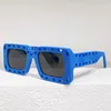 Atlantic Sunglasses OERI025 Classic Blue Cutout Square Acetate Sunglasses Mens Womens Top Quality Temples with White Arrows Summer Travel Vacation