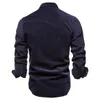 Camicia da uomo Business Casual monopetto 100% cotone Moda velluto a coste solido Uomo autunno Slim Top Taglia EU 220322