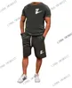 Mens Tracksuits For Summer Många färger Bomull Thin Fabric Logo Print T Shirt and Shorts Splice Casual Sport Trousers Loose Stree249a