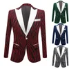 Męski Zebra Stripe Suit Płaszcz Tuxedo Szal Lapel Wedding Formal Blazer Fashion Slim Fit Men Plus Size Pinger Host Host Suit Kuitu