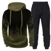 Men Tracksuit Sets Fleece Two Piece Hooded Pullover Sweatpants Sports Clothing 4XLconjuntos masculinos 220708