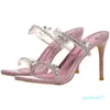 Scarpe eleganti Pantofole Designer Donna Scarpe di lusso Moda Strass Tacchi alti Classici sandali con tacco sottile Matrimonio 2022