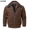 SABOR Chaqueta de cuero real para hombre Chaqueta de cuero genuino con cuello de piel sintética para hombre Abrigo cálido para motocicleta Chaqueta de cuero genuino 201128