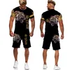 Le Tigre 3D Imprimé Femmes Hommes T-shirts Ensembles Mode Hommes Lion Survêtement Tops Shorts Sport Et Loisirs Été Costume Masculin 220708