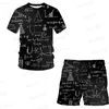 Homens definir agasalho para homem roupas de grandes dimensões matemática fórmula t camisa shorts sportswear mens tshirts moda terno verão streetwear 220726