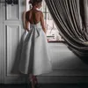 Короткие атласные вечерние платья больших размеров цвета слоновой кости для выпускного вечера, платье de noiva sereia, вечернее платье со складками, спагетти W220421
