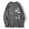 Aolamegs Comics Anime Manga Illustration Hook and Loop Fastener Chain Design Thin Sweatshirt Streetwear Men High Street Pullover 220725