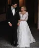 Simple Lace A Line Wedding Dress Deep V Neck Full Sleeve Backless Bridal Gowns Custom Made Sweep Floor Plus Size Beach Dresses